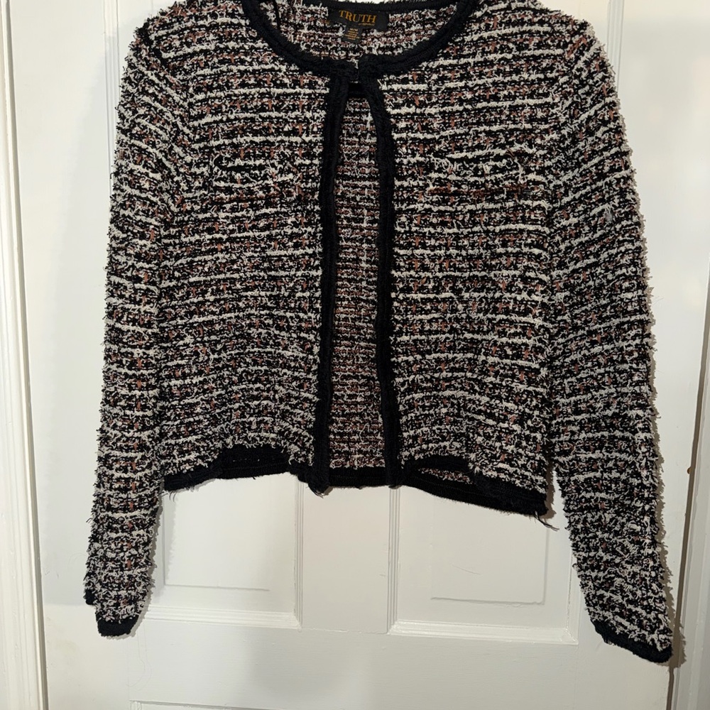 Truth Black and White Textured Cardigan